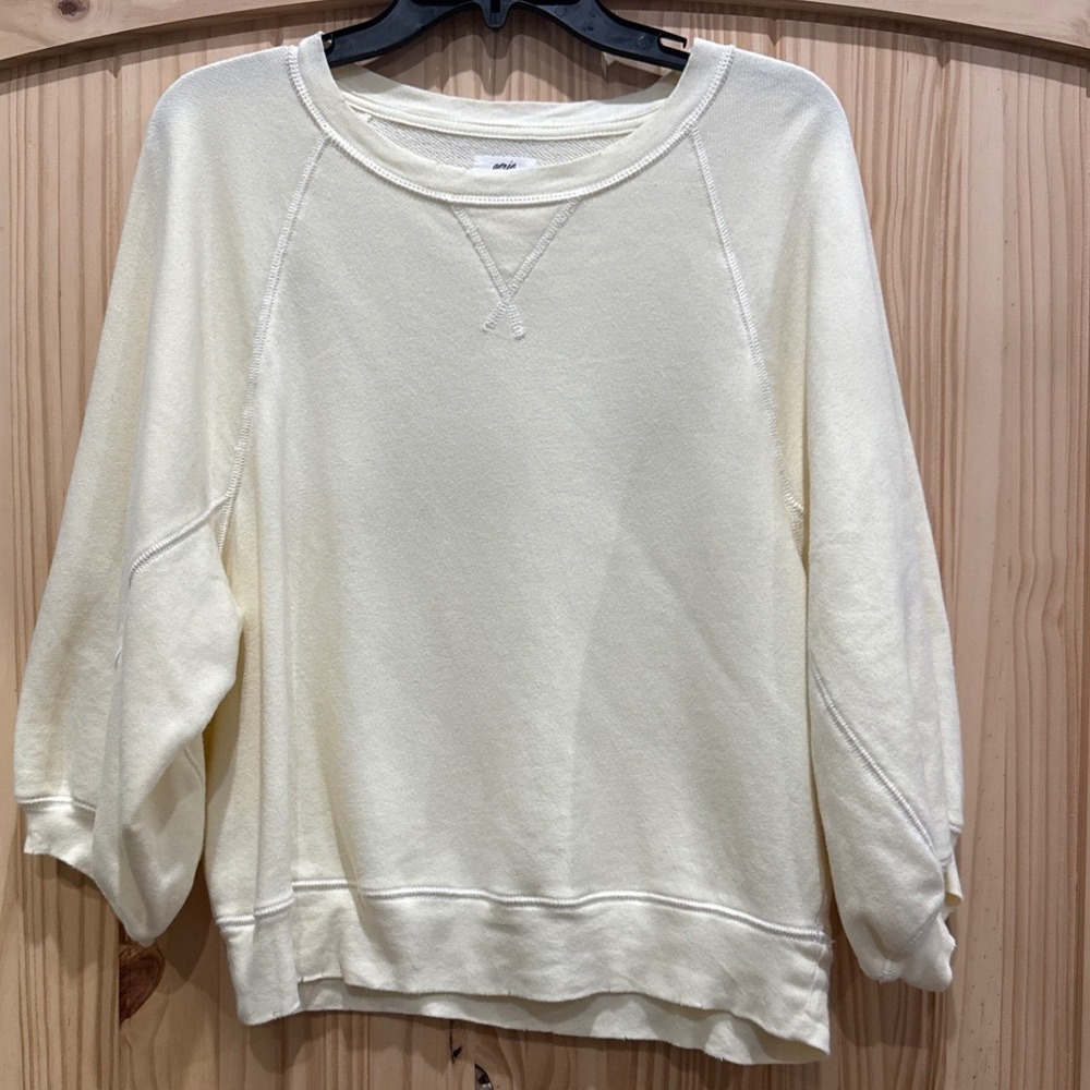 Aerie Womens Cream Raglan Balloon Sleeve Crewneck Sweatshirt Medium